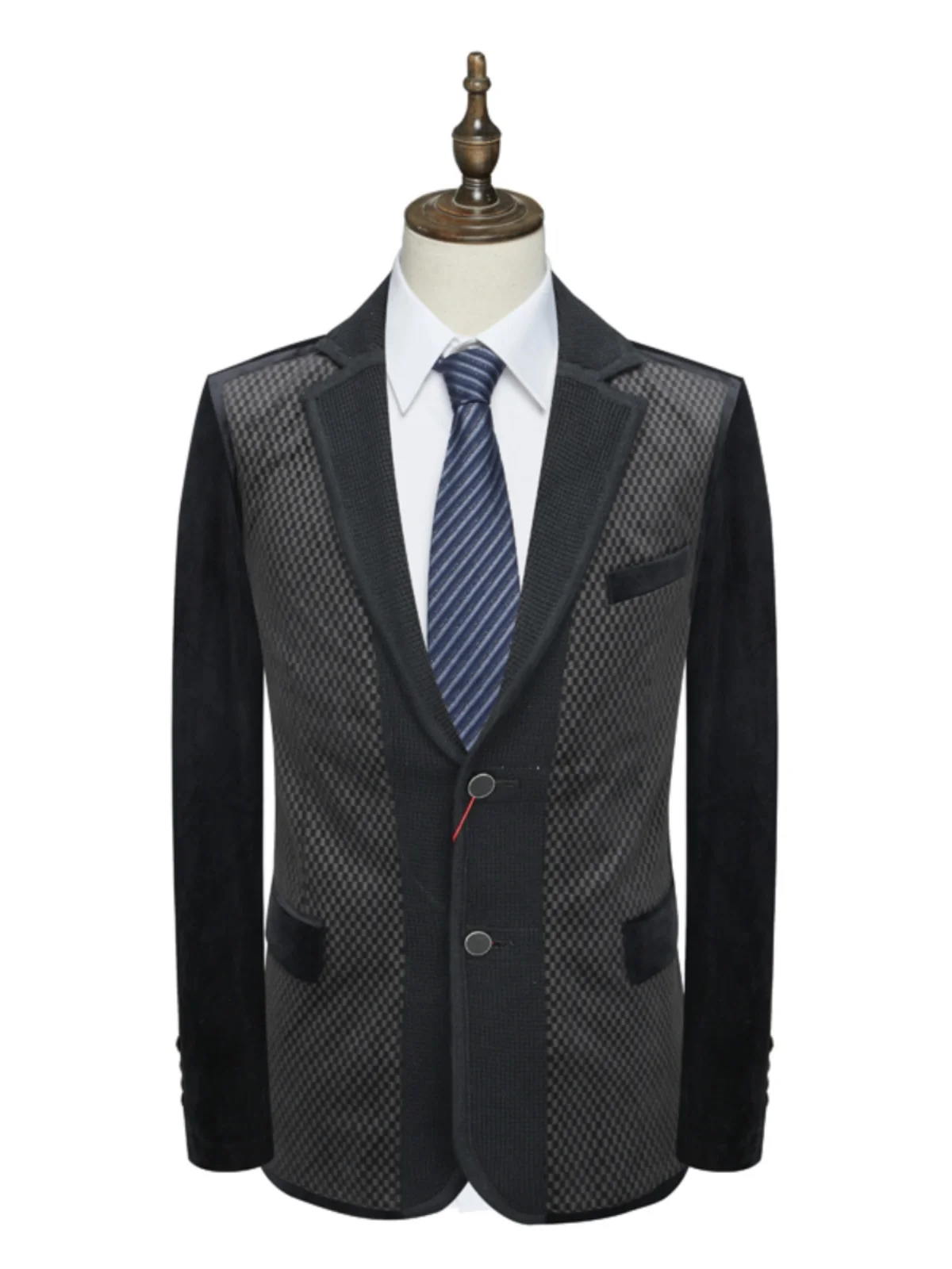 بدلة رجالية غير رسمية بزرين AB585 Bonner ربيع الخريف Bla ey Stand Fit Long Sve Faion Urban Sle #1