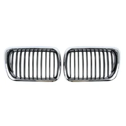 Pair Left&Right Front Hood Grille Kidney Grille Silver Black For BMW E36 1997 1998 1999 318i 323i 325i 320i 328i 51138195152