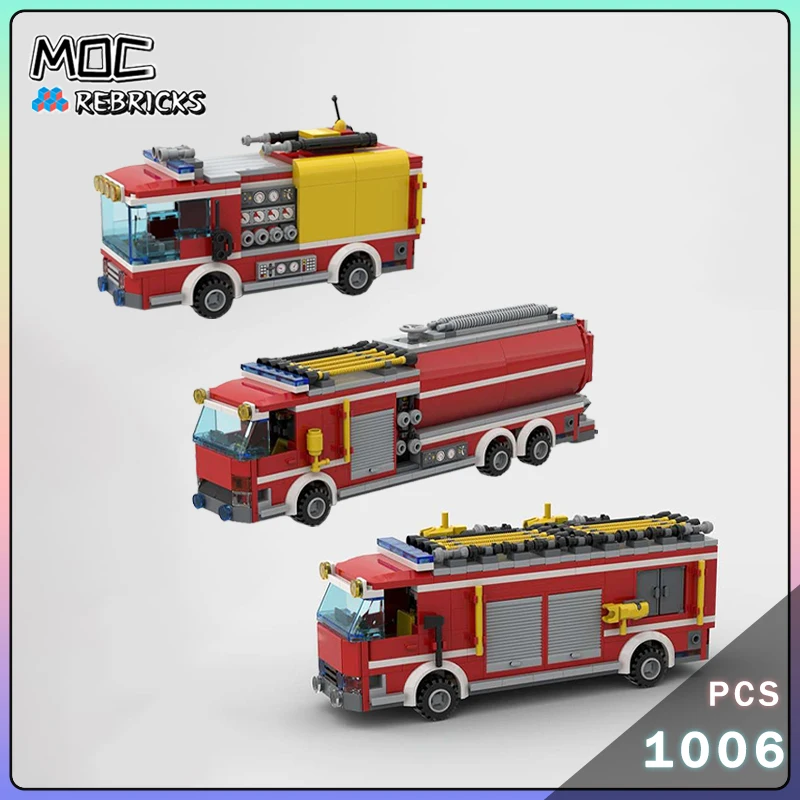

MOC Блок пожарного реагирования Насос двигателя с открытым насосом Двусторонний отсек насоса Монитор пены Прибор Строительный блок Модель DIY Кирпичи Игрушки