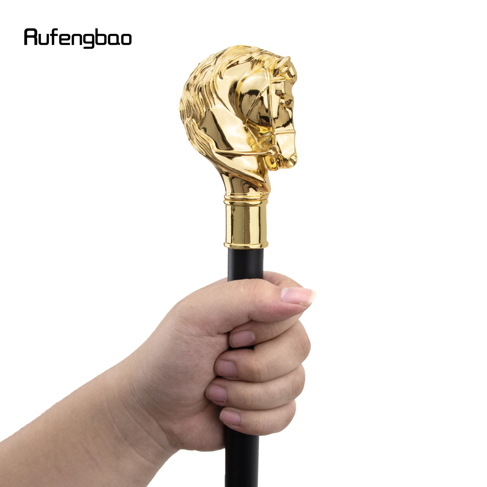 Golden Horse Head Animal Fashion Walking Stick Decorative Cospaly Vintage Party Fashionable Walking Cane Crosier 93cm