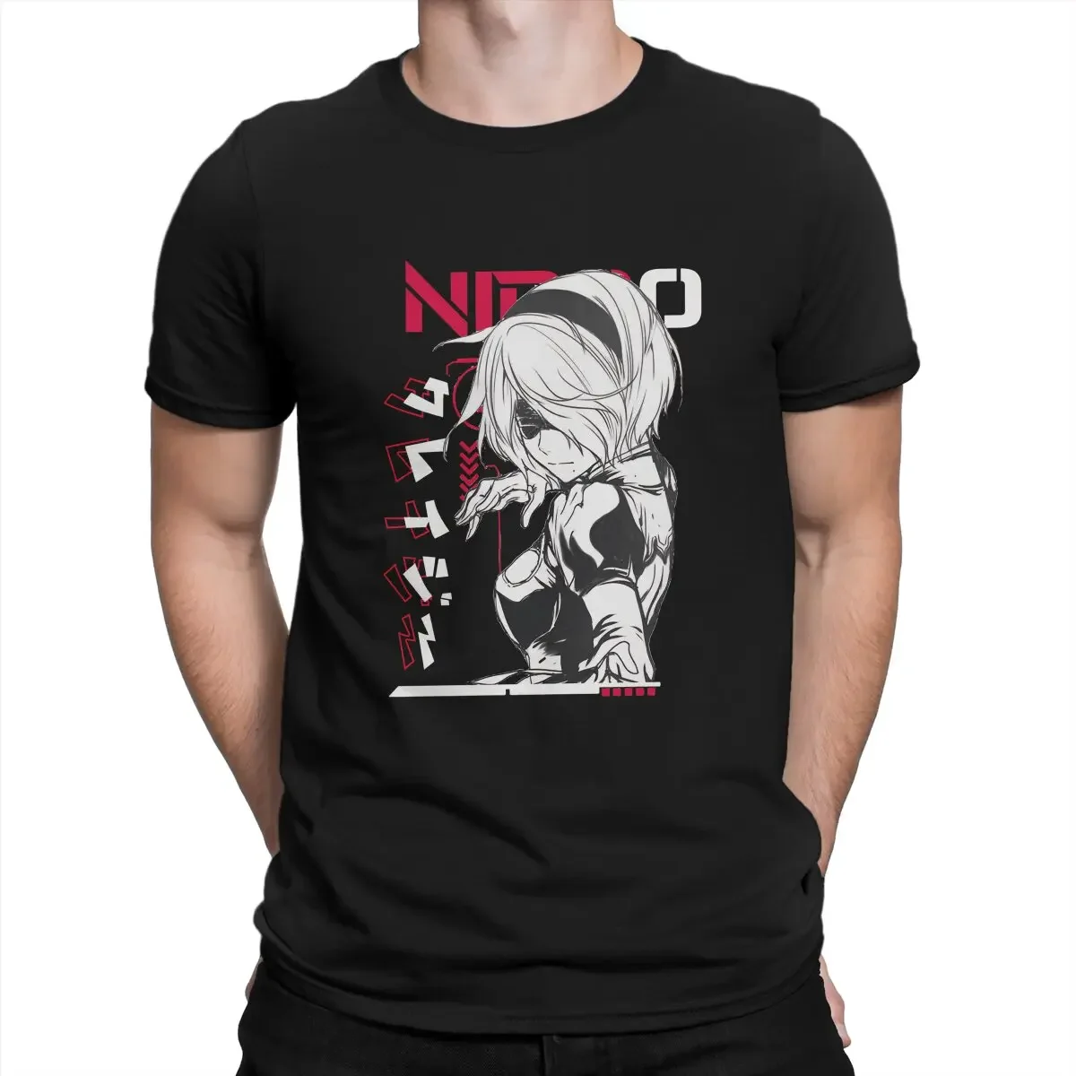 High Quality New Design Men Clothes Individuality Nier Automata Game Polyester TShirt for Men Mask Humor Casual Tee T Shirt 2024