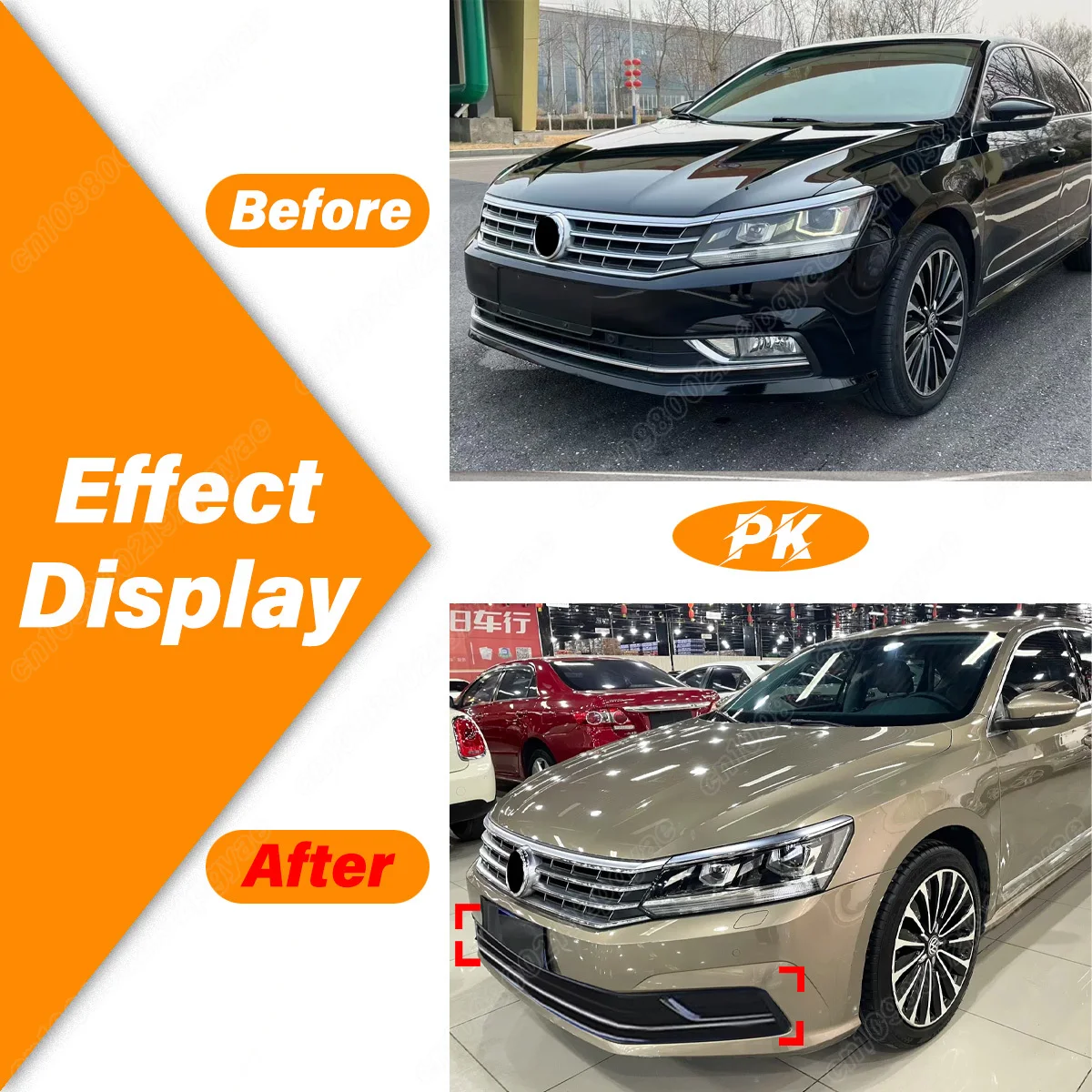 For Volkswagen Passat 2012 2013 2014 2015 Automotive Front Bumper Honeycomb Perforated Lower Grille / Fog Light Baffle Cover Kit