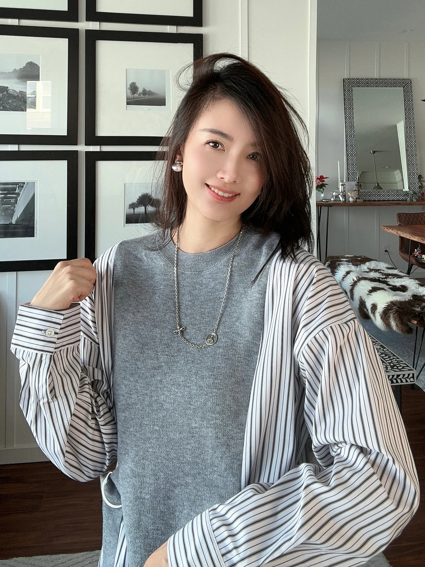 

Женская футболка с круглым вырезом, модал, с полосатым узором, мягкая, удобная, с длинными рукавами, повседневная, модная, стильная.