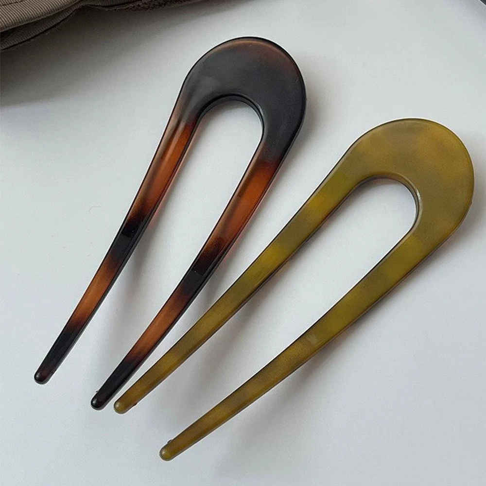 U-Shape Hair Forks Korean Styles Hairpin Acrylic Hair Sticks Bun Women Girls Vintage Hairstyle Fashion Hair Accessories Headband view 6