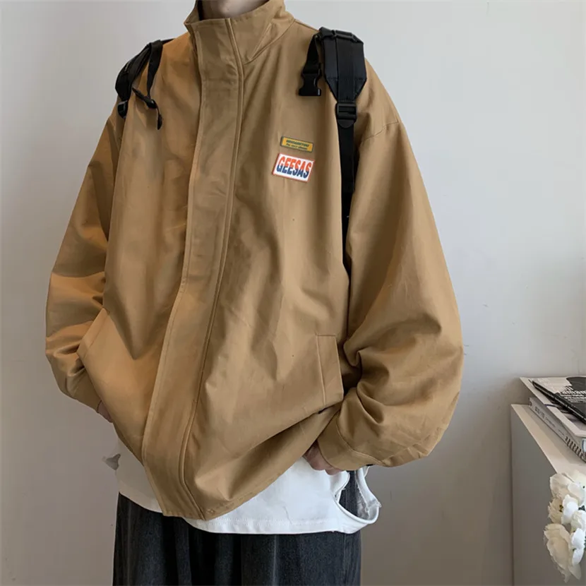 

Casual Workwear Jaet Spring Autumn New Sle American Retro Trendy Top for Teenagers Windproof Zipper Decorated Loose Fit