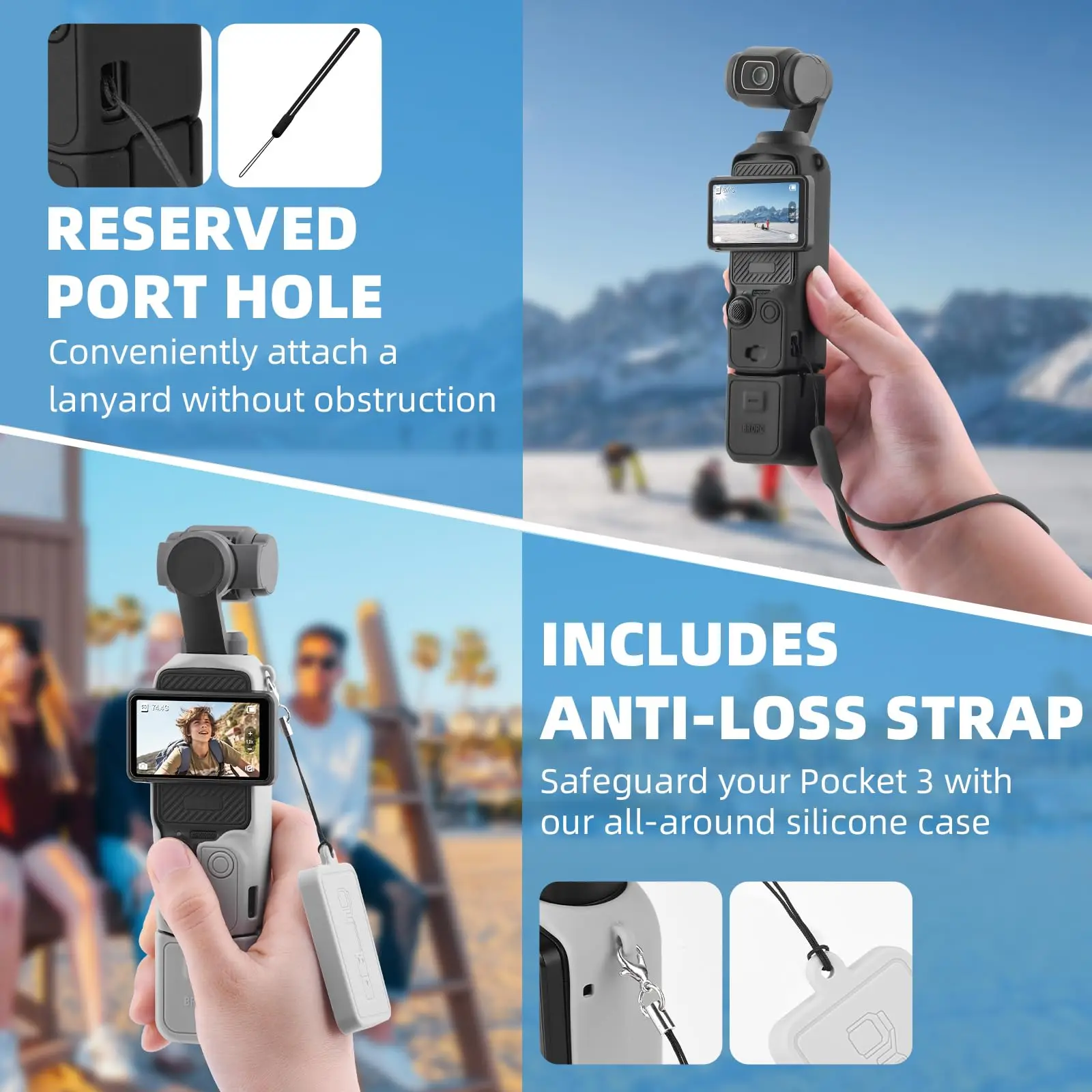 Pocket 3 Silicone Cover, Protective Case Lens Protector Scratch-Resistant Sleeve Skin Compatible with DJI OSMO Pocket 3