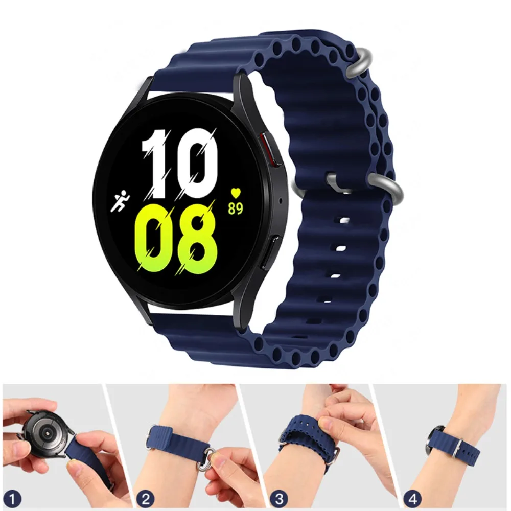 

Силиконовый ремешок Ocean 20 мм/22 мм для Samsung Galaxy Watch Band 7, 6, 5, 4, 40/44 мм, дышащий спортивный браслет для Xiaomi Watch S4