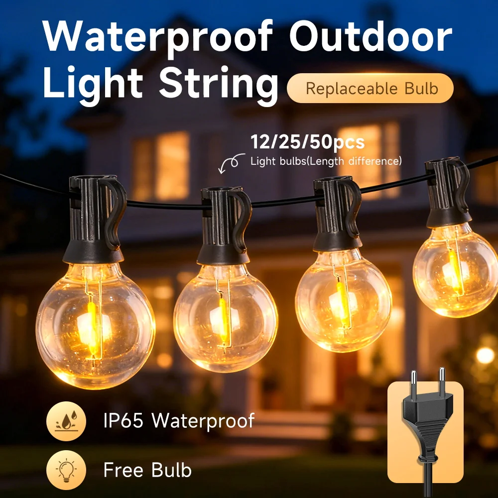 

Outdoor Garden LED String Light Waterproof Decorative Lamp String Outdoor Bubble Lamp for Patio Party Wedding Christmas Lights
