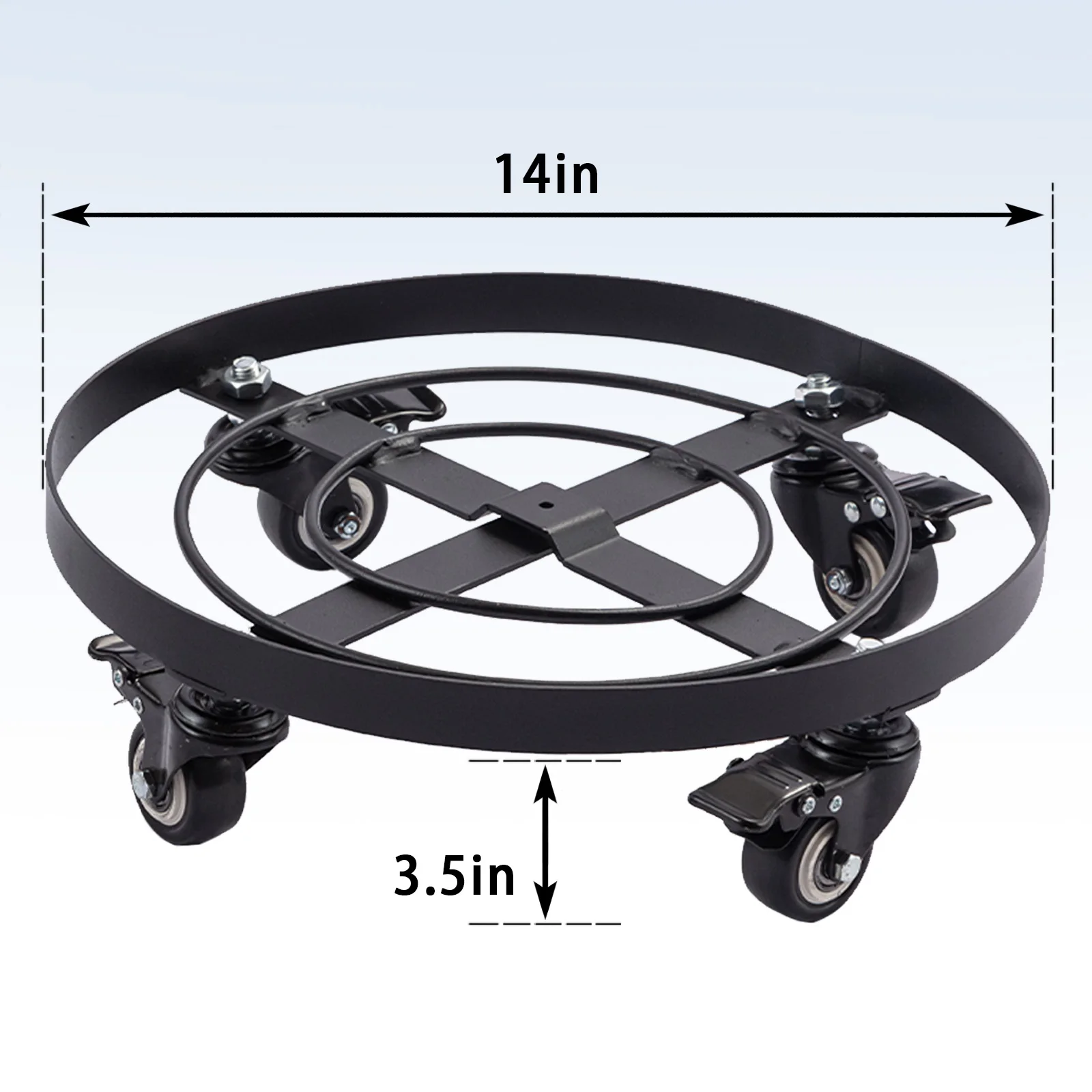 14 Inch  Plant Caddy with Lockable Wheels,Rolling Plant Dolly, Rustproof Plant Stand for Indoor Outdoor Large Flower Pots