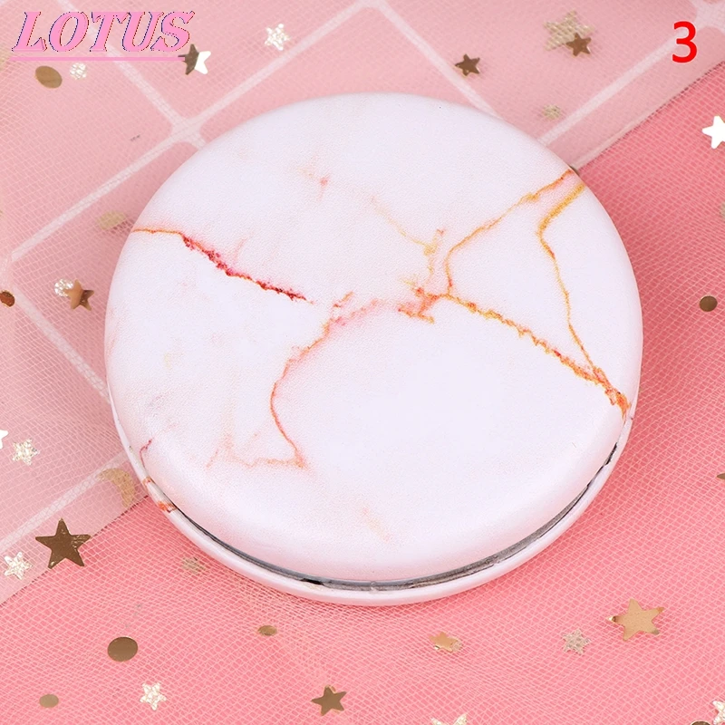 TSHOU835 Marble Pattern Portable Double Sided Mirror Foldable Pocket Makeup Mirror Women Girls Beauty Cosmetic Compact Mirror