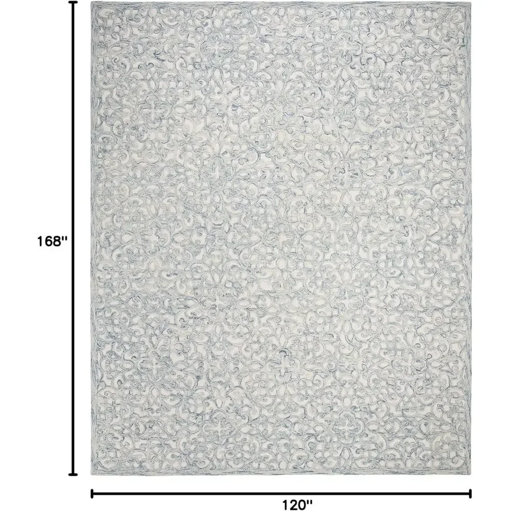 Handwoven Wool Area Rug - 10' x 14', Blue & Ivory, Perfect for High Traffic Living and Bedroom Spaces