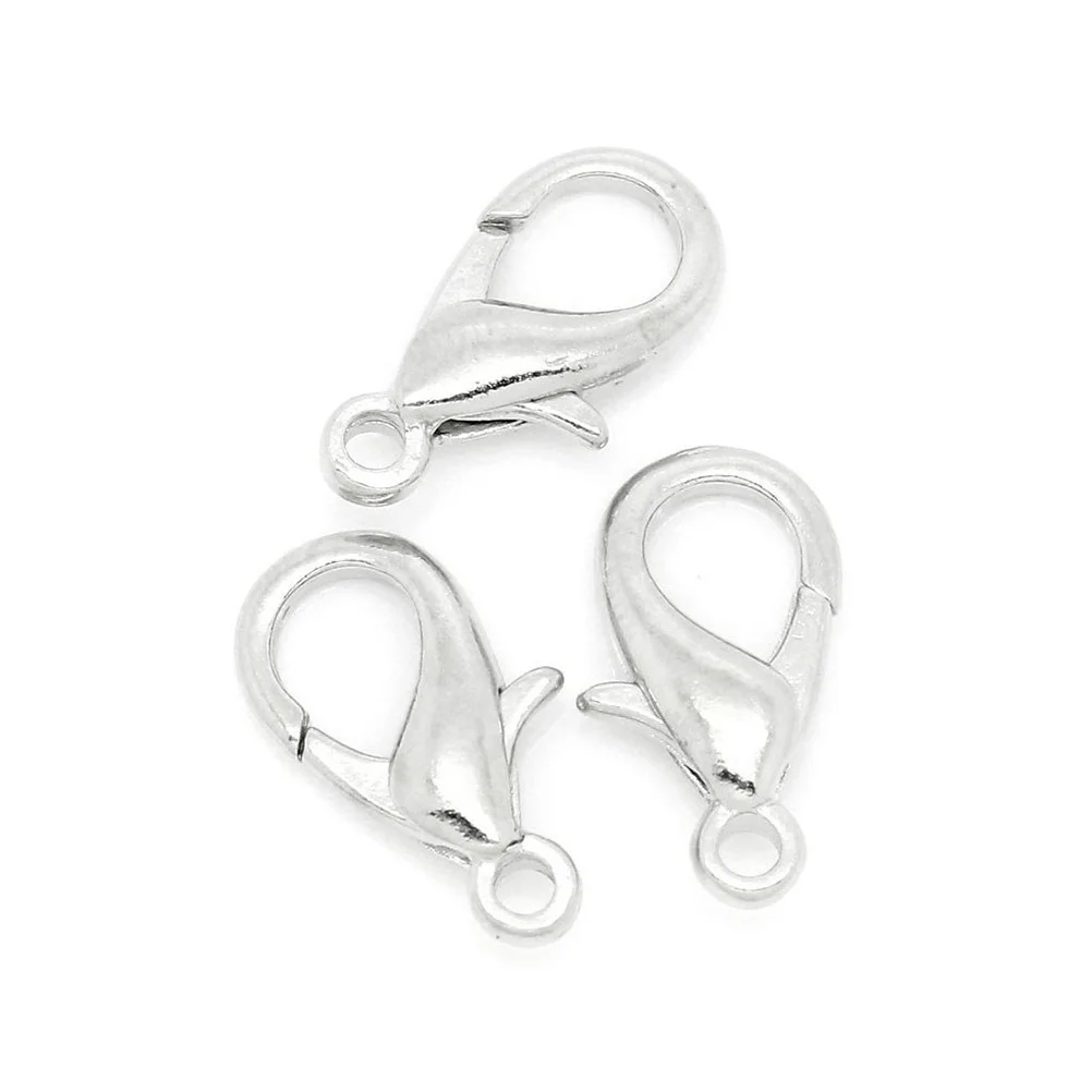 

100Pcs 7x12mm Lobster Clasp for Jewelry Making Supplies DIY Pendant Clasp Craft Findings Curved Hook Closure Silver