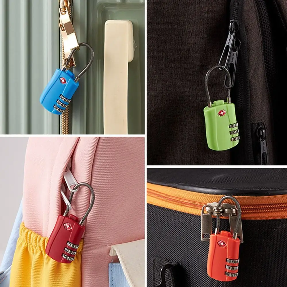 TSA Customs Password Lock Portable Travel Anti-Theft Luggage Suitcase Padlock Zinc Alloy/ABS Smart Combination Wire Rope Lock