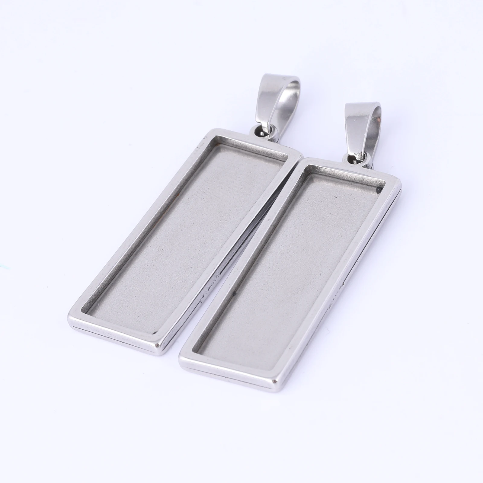 5pc 10x25mm 10x30mm Rectangle Cabochon Base Settings Stainless Steel Bezel Charm Pendant Trays Diy Necklace Blanks For Jewelry