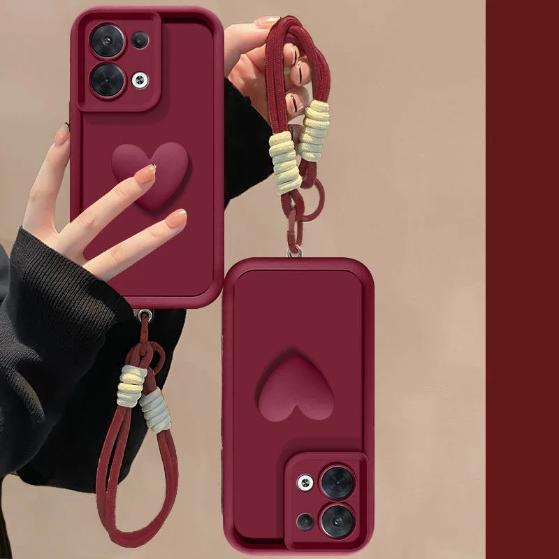 For OnePlus Nord 3 5G Case OnePlus Nord 3 5G Phone Case OnePlus ACE 2V 3D Love Heart Hand Strap Back Cover