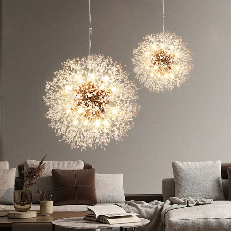 Modern New Crystal Gold/Silver Dandelion LED Lighting Chandelier 8/9/12/16 Head Dining/Living/Bedroom Decoration Ceiling Lamp