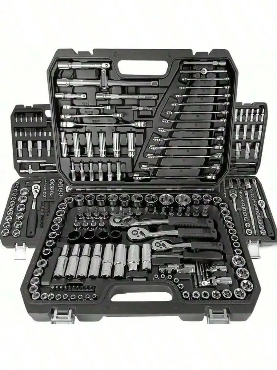

151/46pcs Comprehensive Mechanical Tool Set - 1/4", 3/8", 1/2" Deep And Standard Sockets, Ratchet Wrench Set, S2 And CR-V Socket