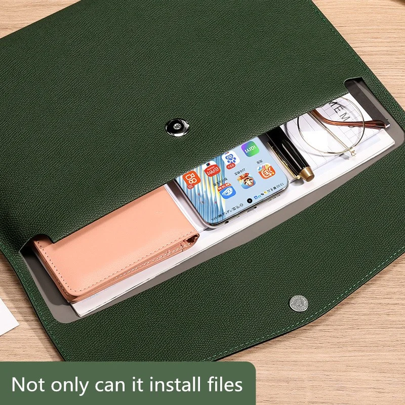 1pc A4 PU Leather File Folder Data Package Document Organizer Bag Retro Business Document Storage Pouch School Office Supplies