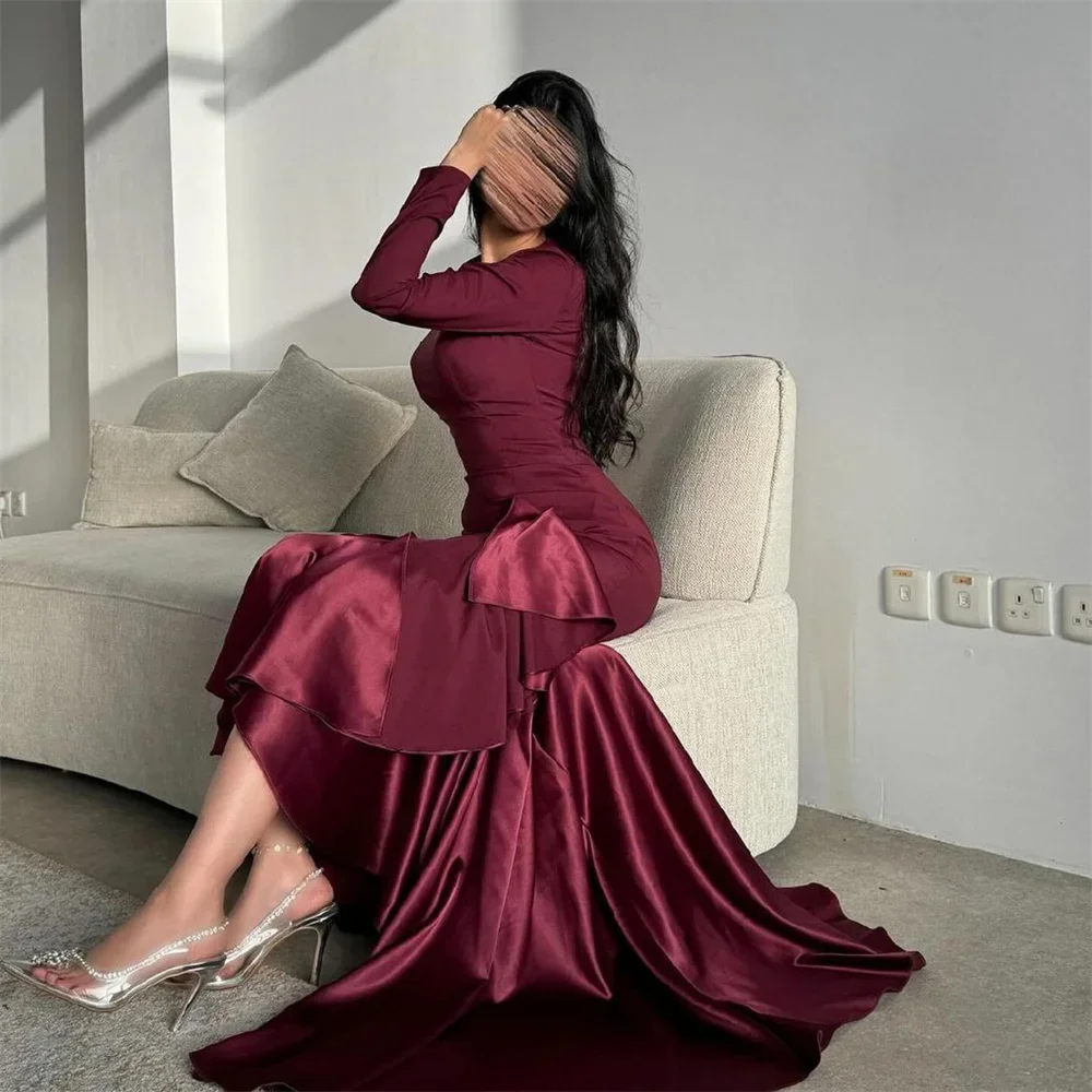 

Saudi Arabia Formal Gown Dearin Jewel Sheath Floor Length Skirts Draped Bespoke Occasion Dresses Evening Prom Dress