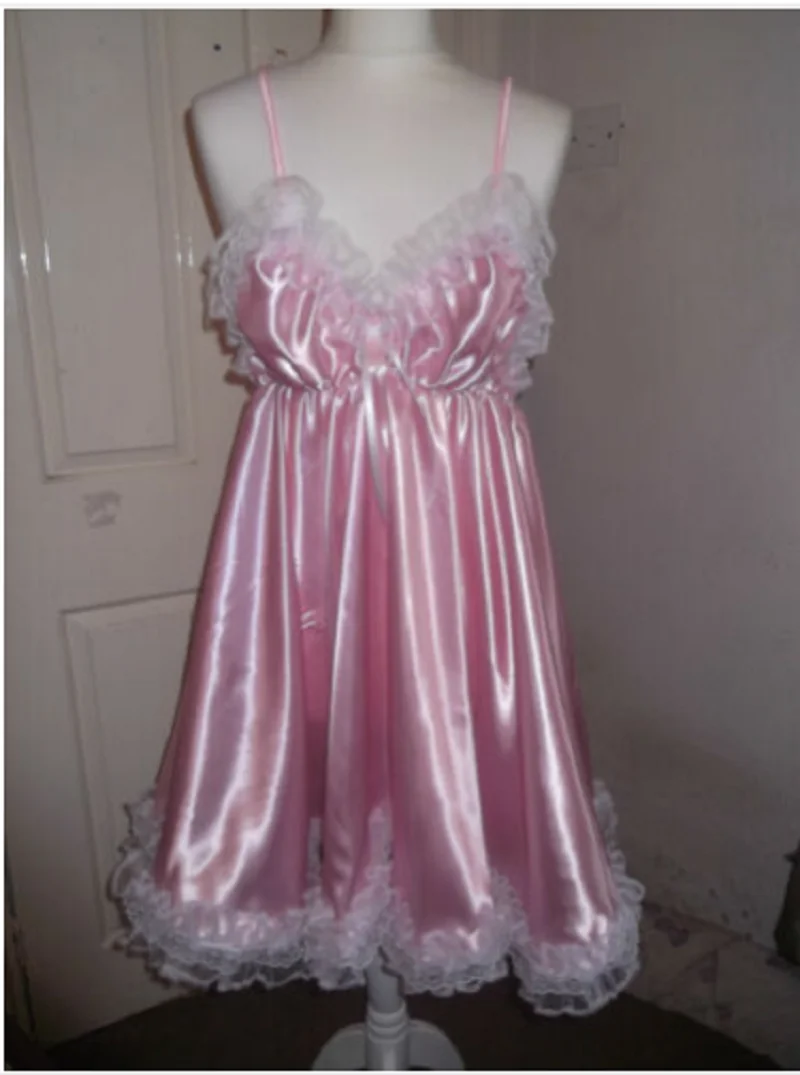 

Adult Maids Baby Sissy TV /CD Clothing Suspenders Pink Lace Satin Cute Skirt Customization