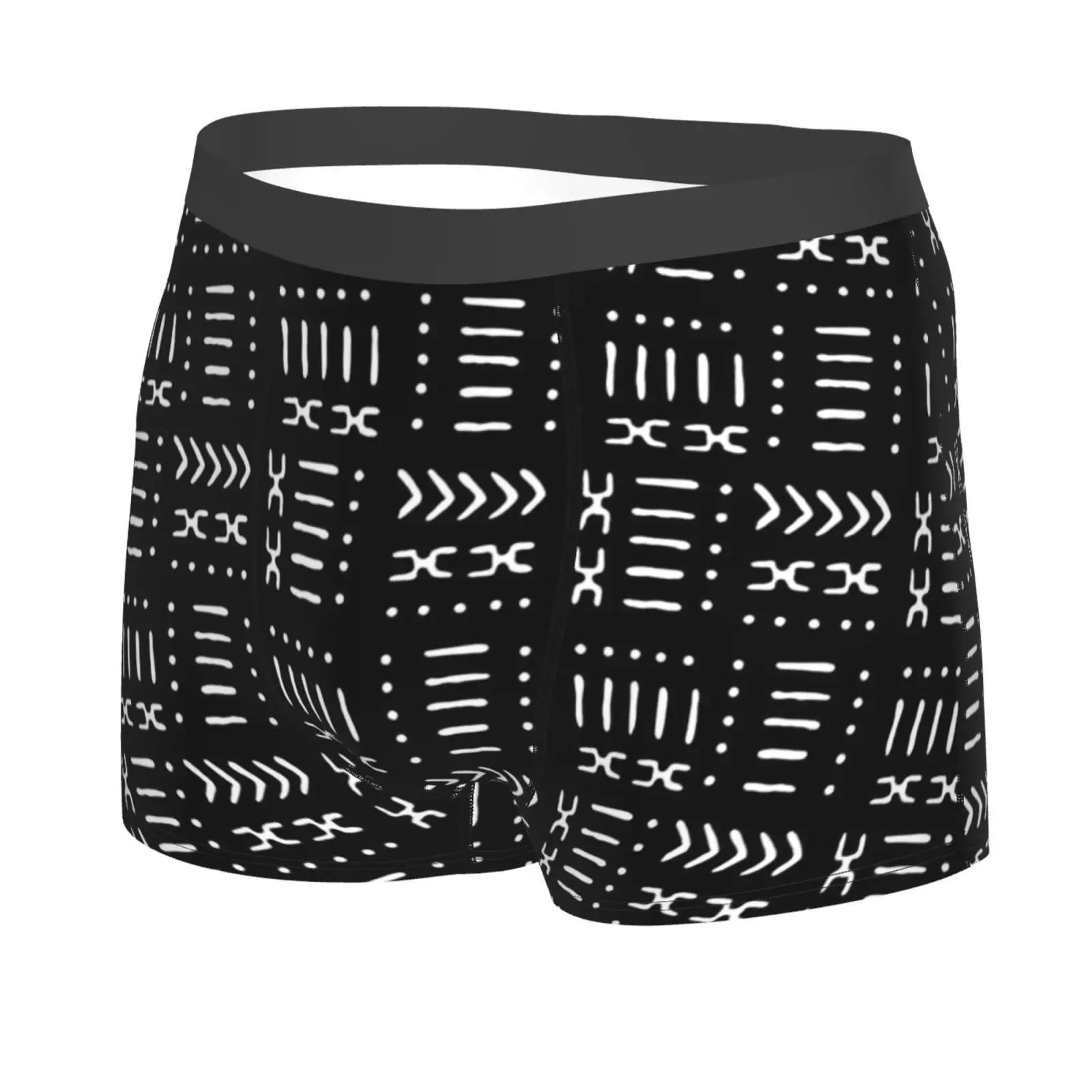 African Bogolan Ethnic Triba Art Men Breathable Boxer Briefs Comfort Soft Stretch Underwear Trunks with Bulge Pouch for Men Boys