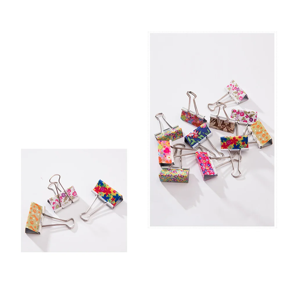 24pcs Binder Clips Colorful File Paper Clip for Home School Office 32mm (Random Pattern and Color) Paper Binder Clip