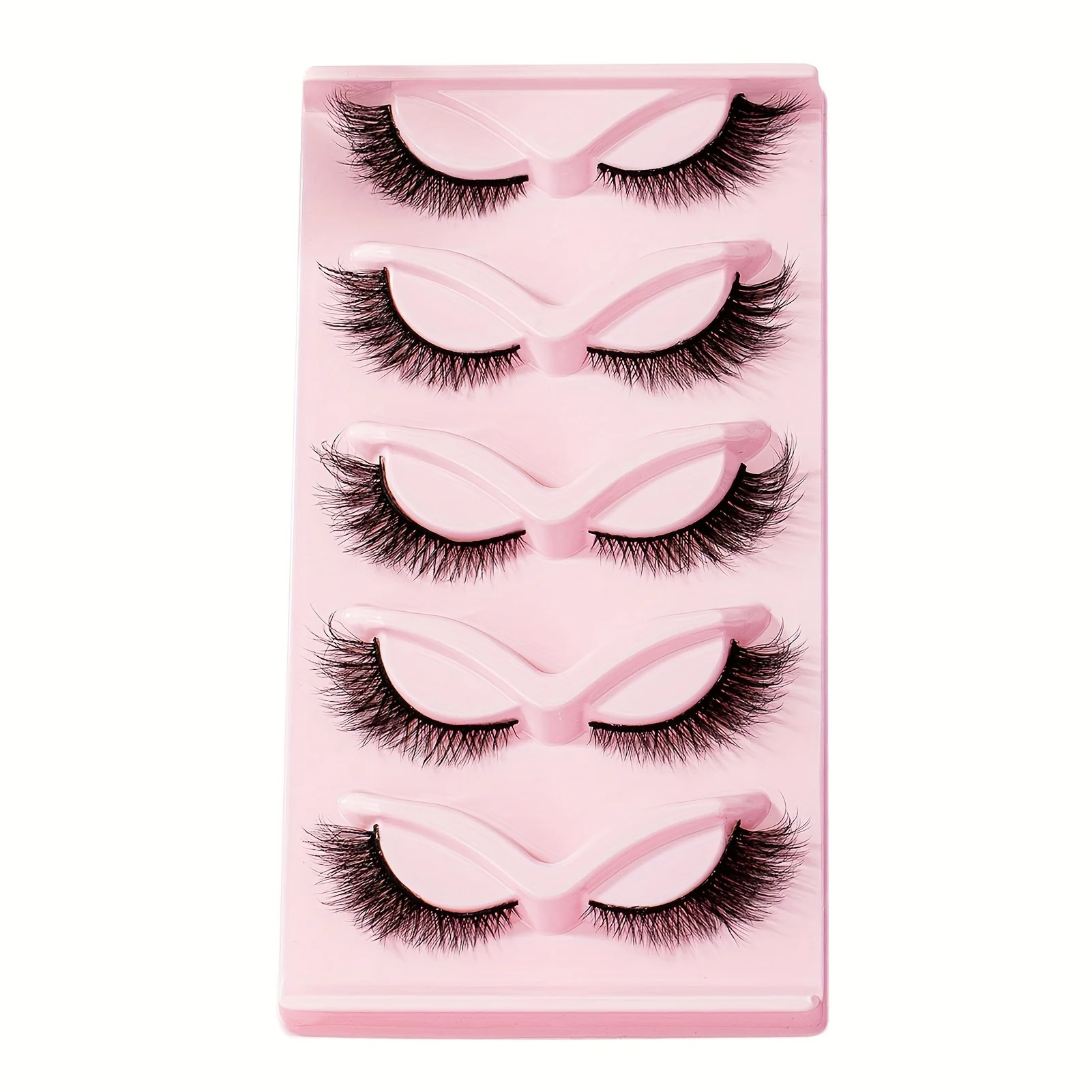 5 Pairs Full False Lashes Cat Eye Look 15mm Tail Elongated Eyelashes Fluffy Volumized Eyelashes Faux Mink Strip False Lashes