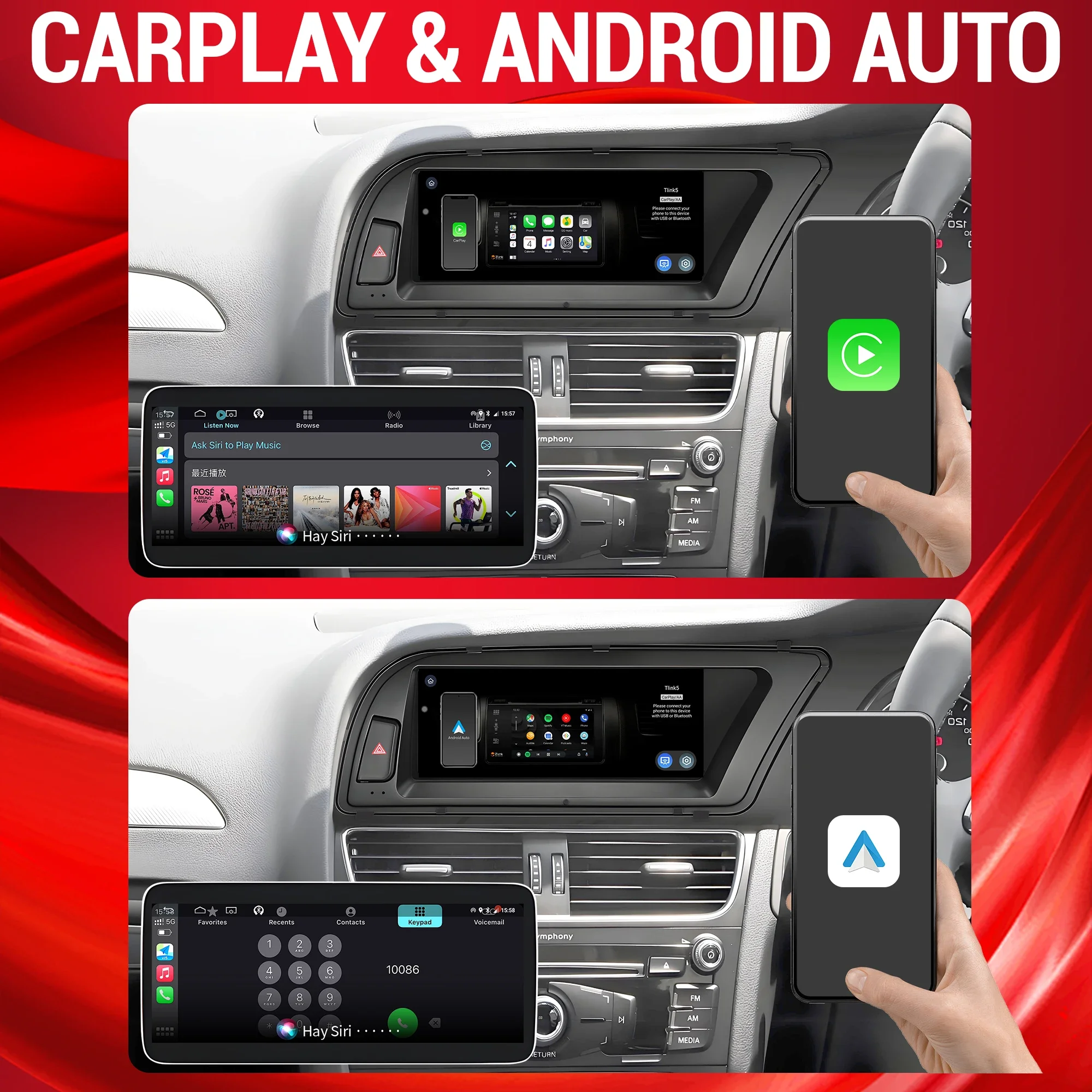 8,8 pulgadas volante a la izquierda Android 13 para Audi A4 B8 A5 2013-2016 Radio de coche inalámbrica Carplay Qualcomm Snapdragon 680 pantalla táctil