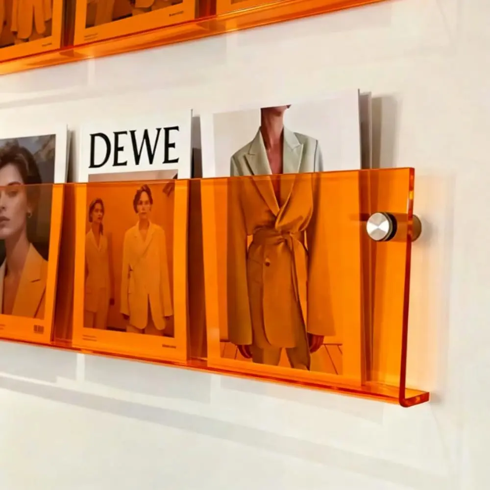Acrylic Brochure Magazine Rack Orange Set Of Two