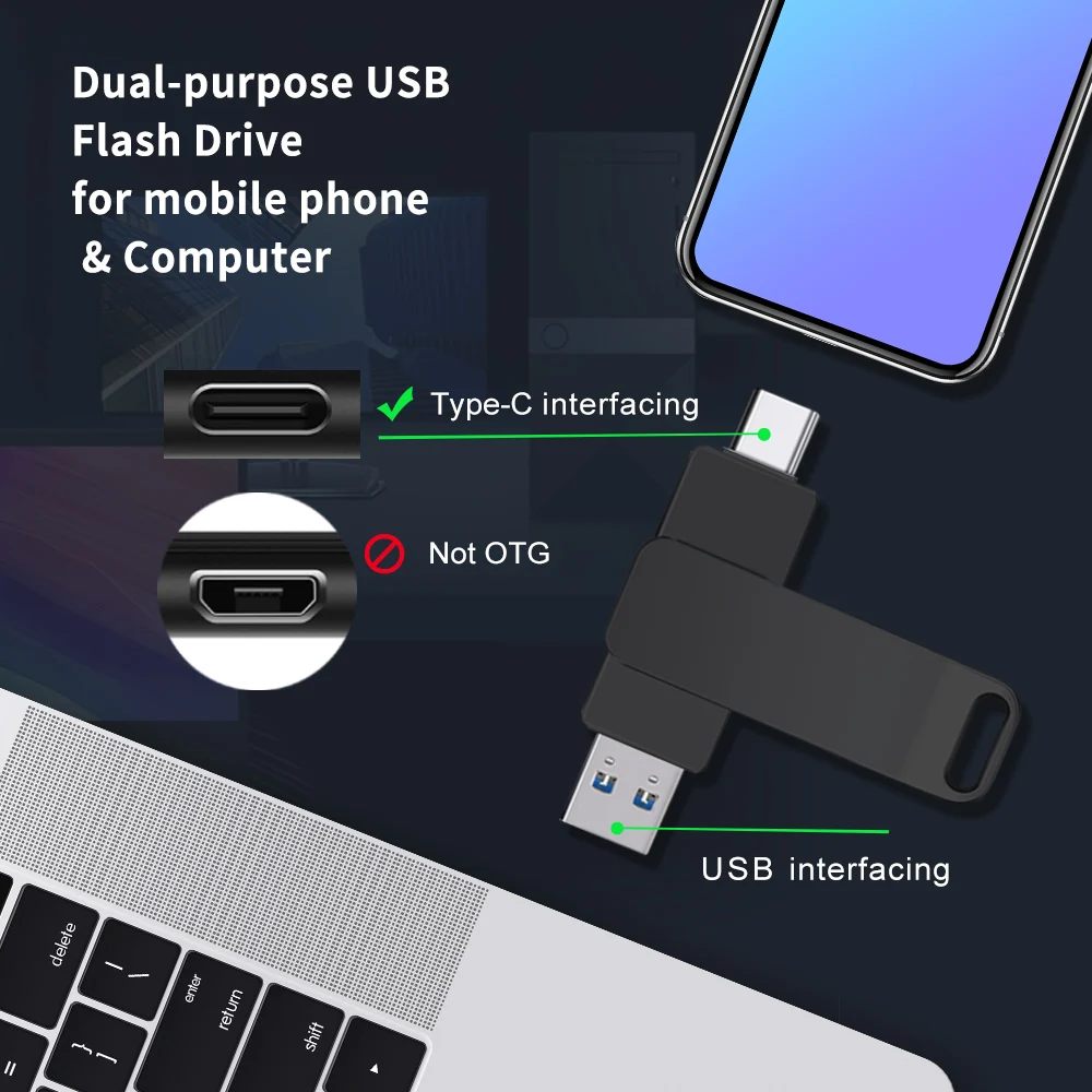 Zsuit 10 PÇS/LOTE 3.0 128GB USB C Flash Drive 64GB 32GB Pen Drive OTG USB Metal À Prova D 'Água Tipo-C Pendrive 16GB Memória Stick Flash