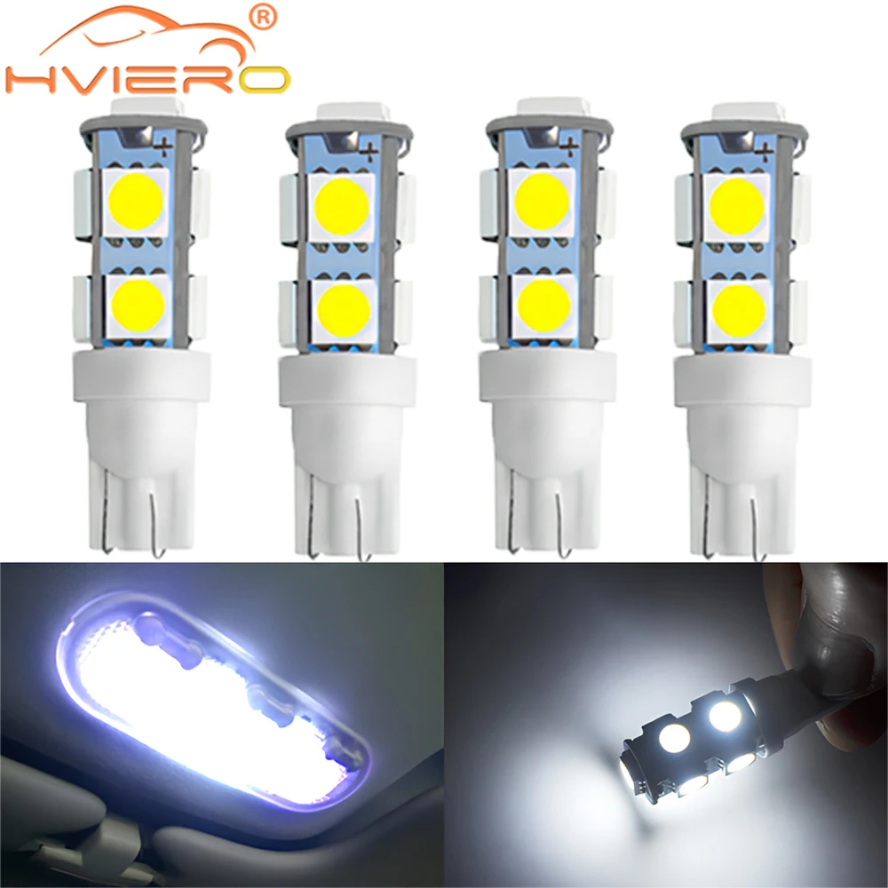 

4PCS Car T10 W5W 5050 White Waterproof 9LED 194 168 DC 12V Lights Auto Interior Bulb Reading Wedge Parking Backups Lighting Lamp