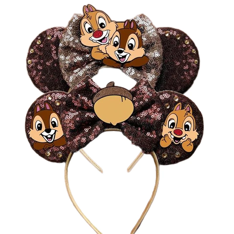Diademas con orejas de Mickey Mouse y Chip y Dale para mujer, diadema de cosplay de ardilla para niñas, accesorio para el cabello para parques, viajes y fotografía.