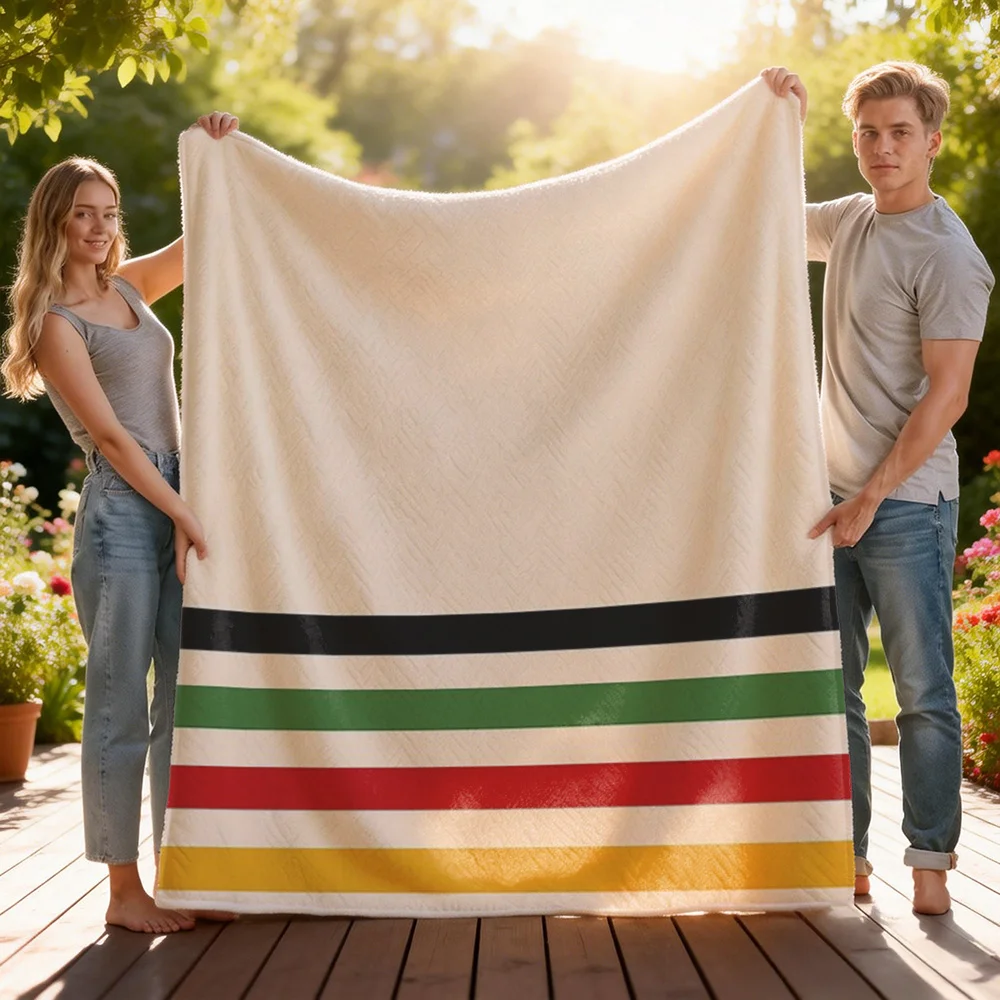 Oversized Striped Throw Blanket for Sofa Couch Home Decor Decorative Throw Cozy Winter Bedding Gift