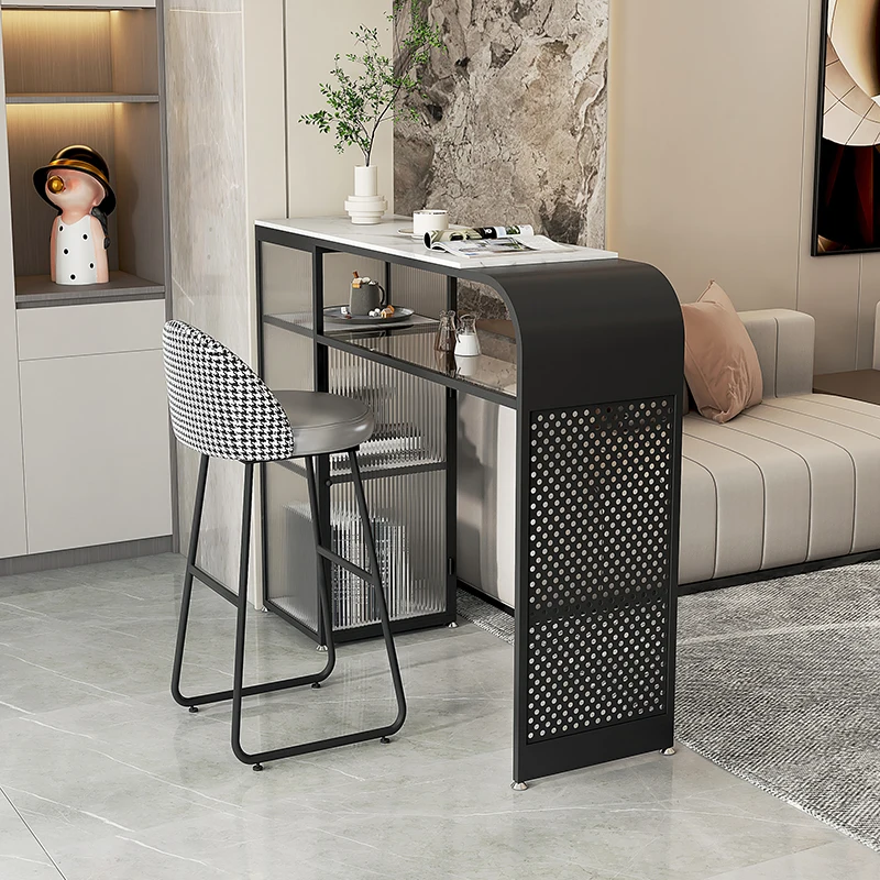 

Nordic Slate Bar Table Living Room Sofa Leisure Mini Partition Cabinet Wall Balcony High Foot Kitchen Dining Table and Chairs
