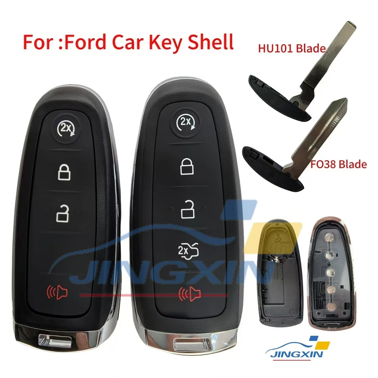 

Jingxin Car Remote Key Shell Fit For Ford Explorer Edge Flex C-max Taurus Smart Auto keyless Case Replacement HU101 FO38 Blank