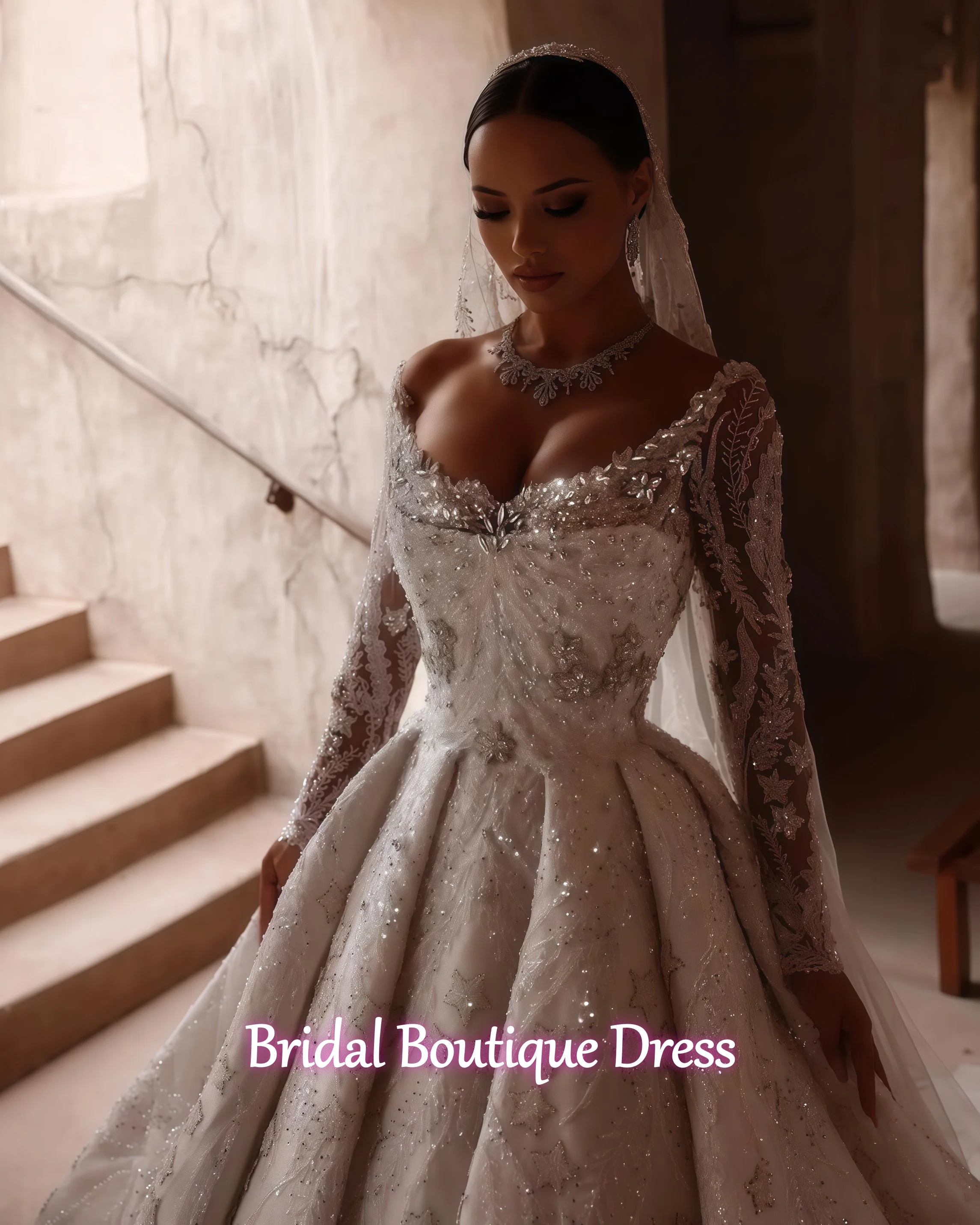 

Великолепные свадебные платья с кристаллами, пайетками и бисером, бальные платья для невесты с длинными рукавами, индивидуальный пошив, платье принцессы для невесты, Vestidos De Novia