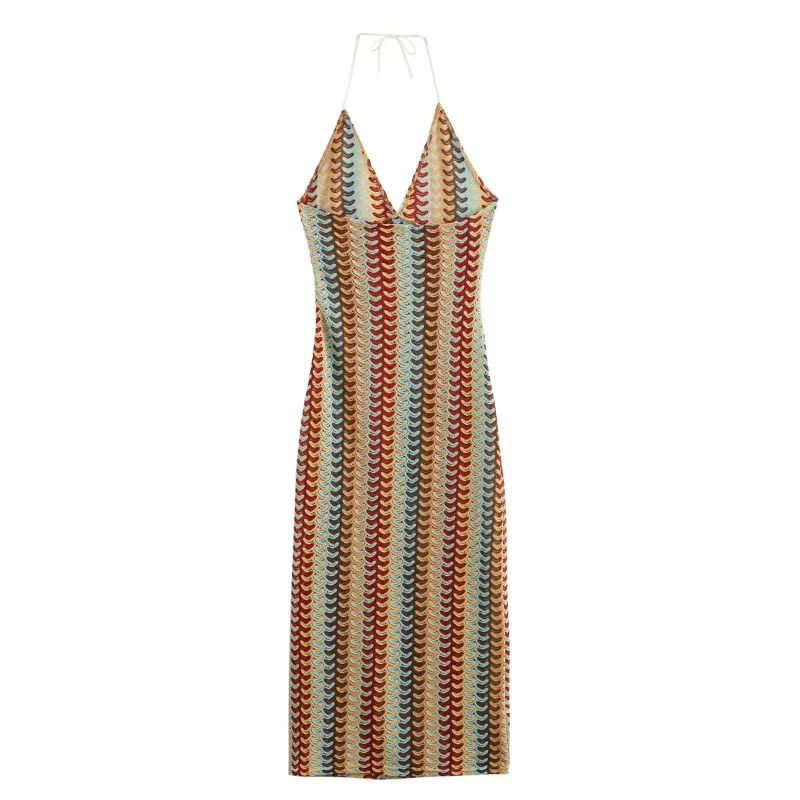 NIEUWE Vrouwen V-hals Zomerjurk Vrouwen Sexy Hoge Taille Mouwloze Backless Halter Elegante Party Strand Jurk Prom Gown