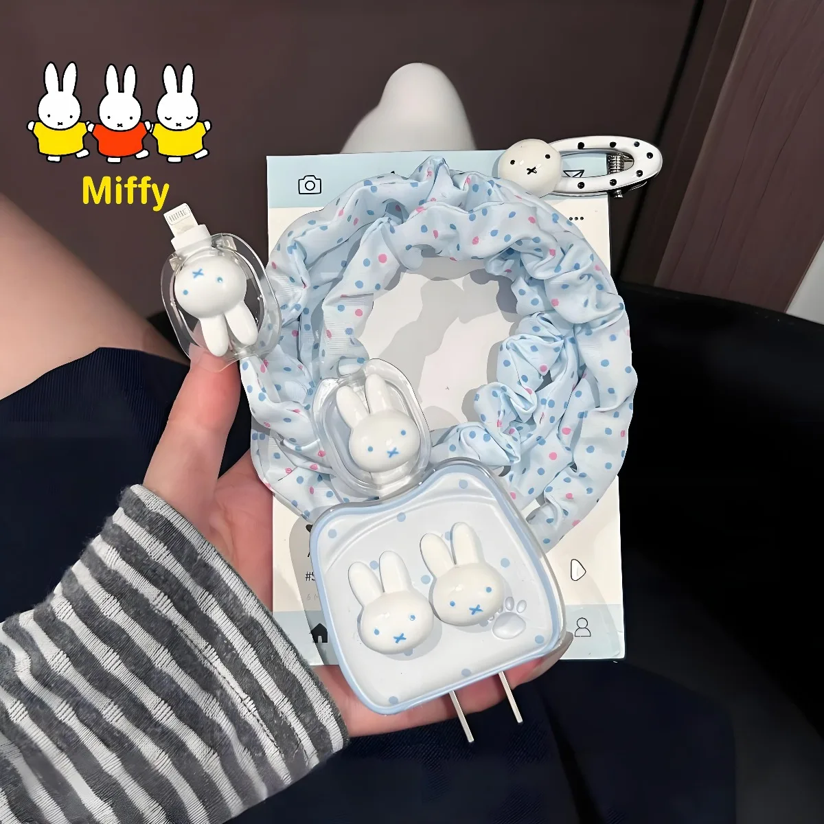 

Kawaii Miffy Rabbit Data Cable Protection Case Is Suitable for 20w Fast Charging 17ProMax 17Air 16Pro 15Plus 14