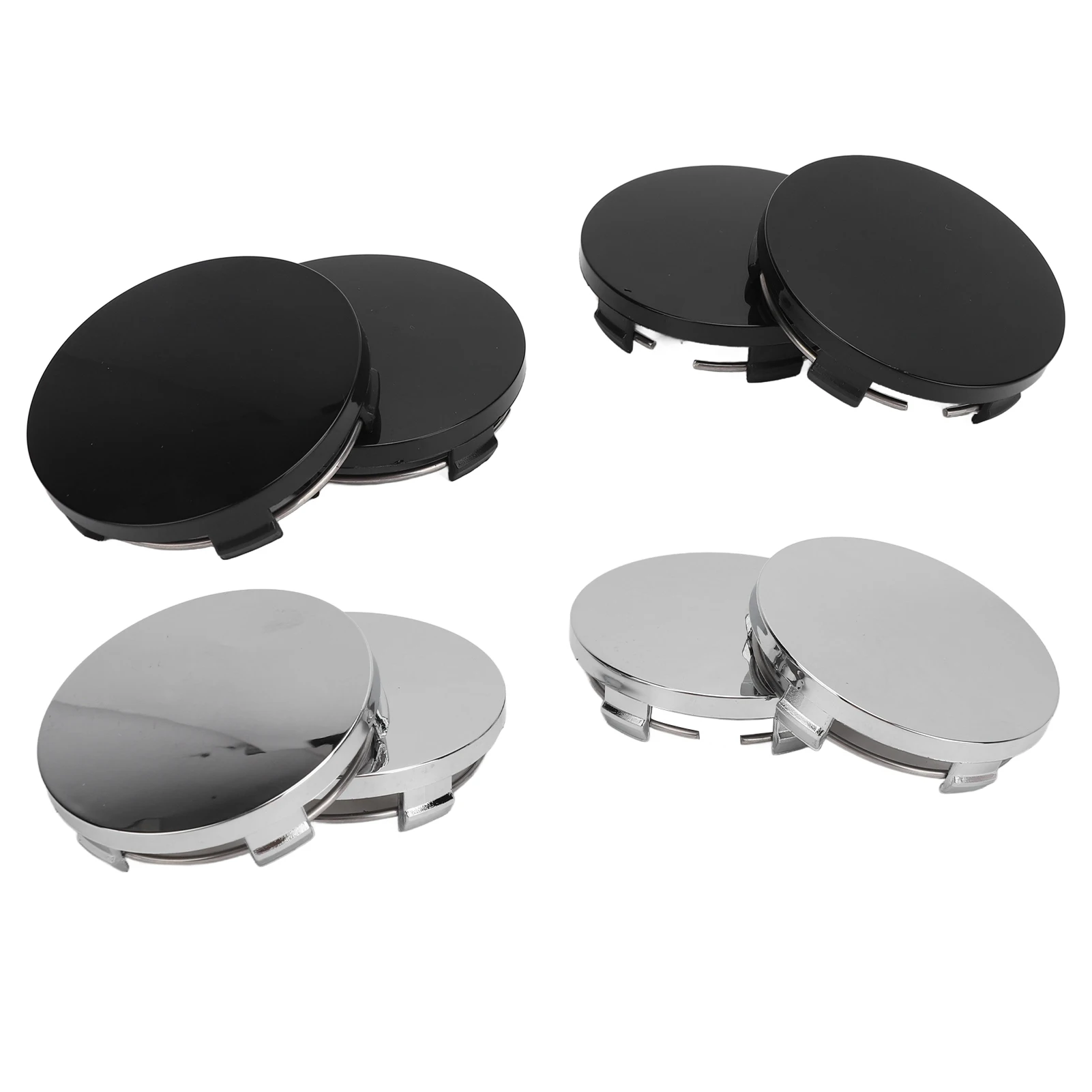 Wheel Center Caps Firm Attachment Resistant ABS+Metal 4PCS 60mm Glossy Rim Hub Center Cover with Iron for Cars