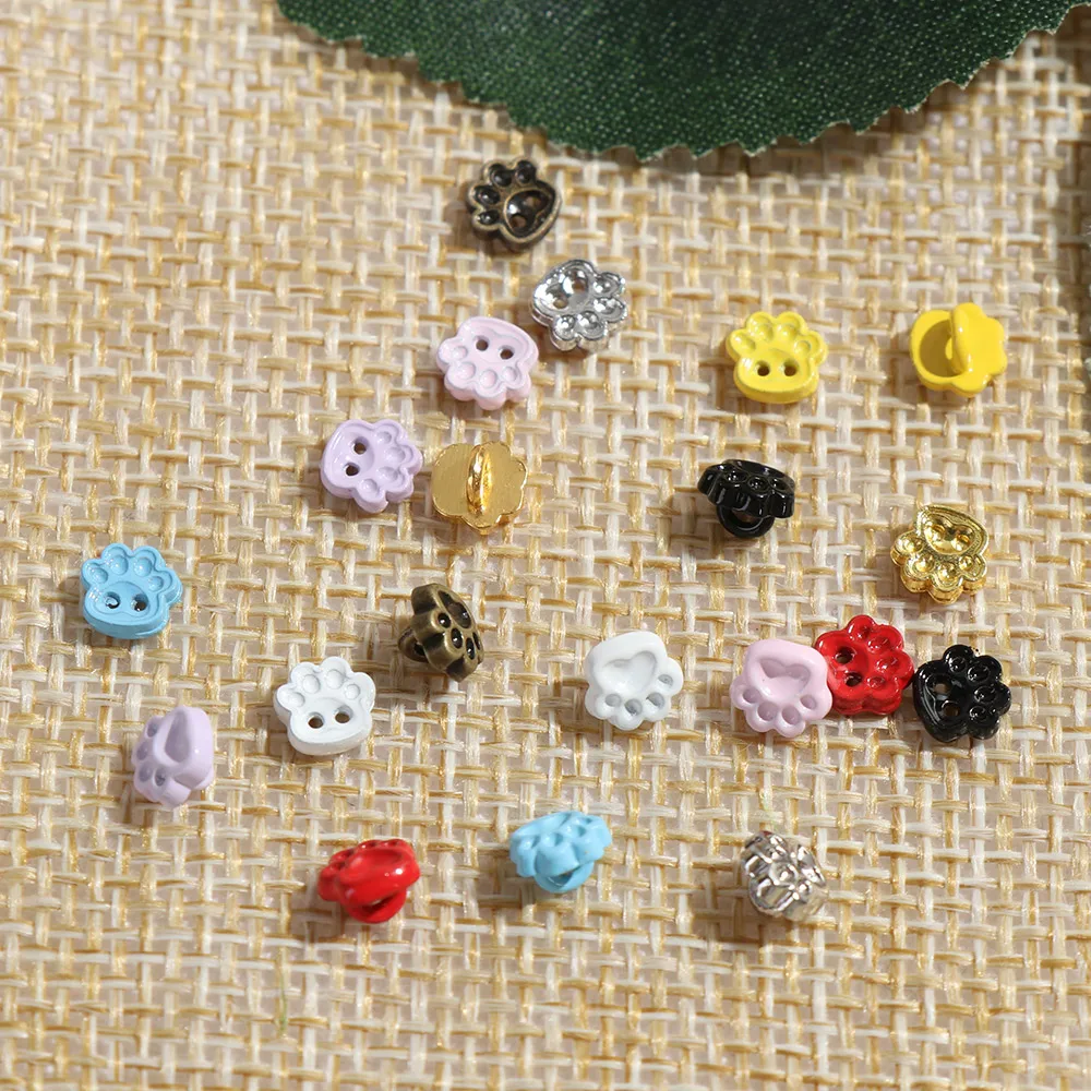 20pcs 5mm 1/2 눈 구멍 곰 발 스타일 DIY 인형 의류 미니 버튼 인형 의류 봉제 금속 버클