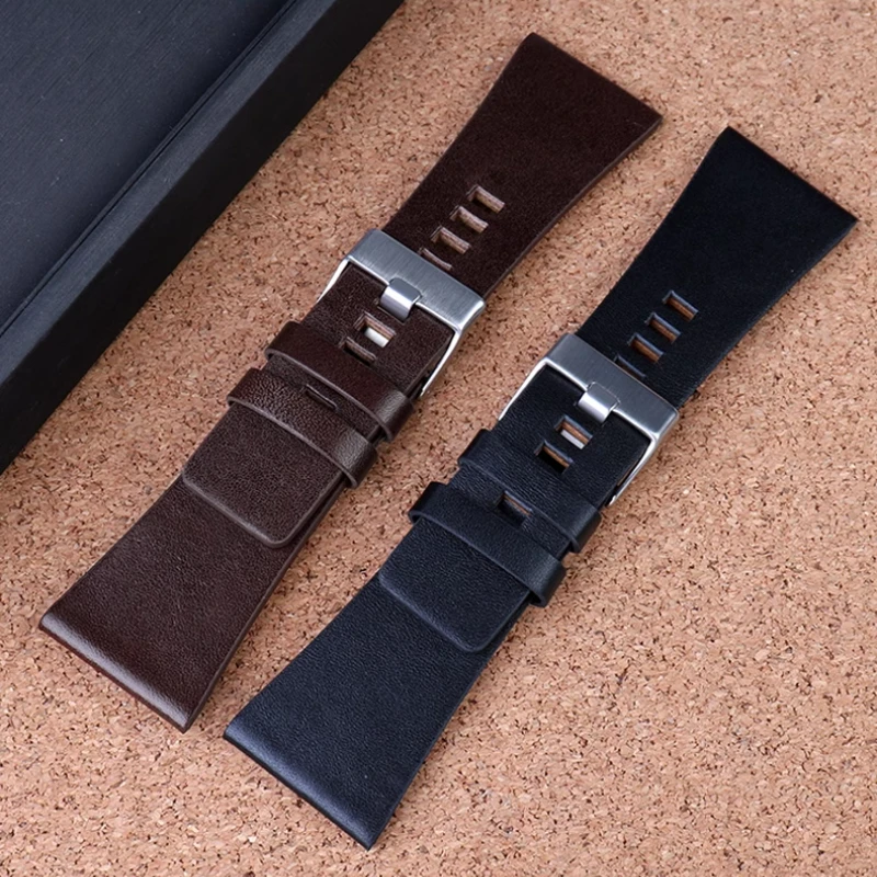 24MM 26MM 28MM 30MM 32MM Genuine Leather cowhide Watchband For Diesel DZ4344 4323 1657 DZ7406 1476 Watch Strap Men\'s Wrist Bands