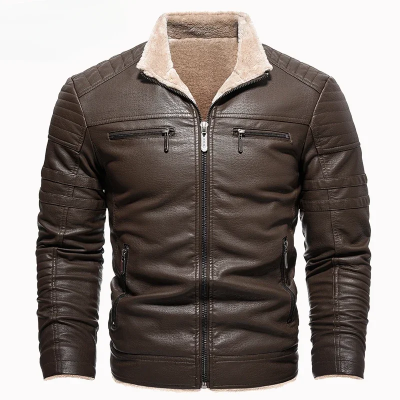 Winter Leather Jacket Men Coat Jackets Coats Faux Leather Vintage Biker Jacket Men To Resist The Wind Windproof Biker Jacket Men