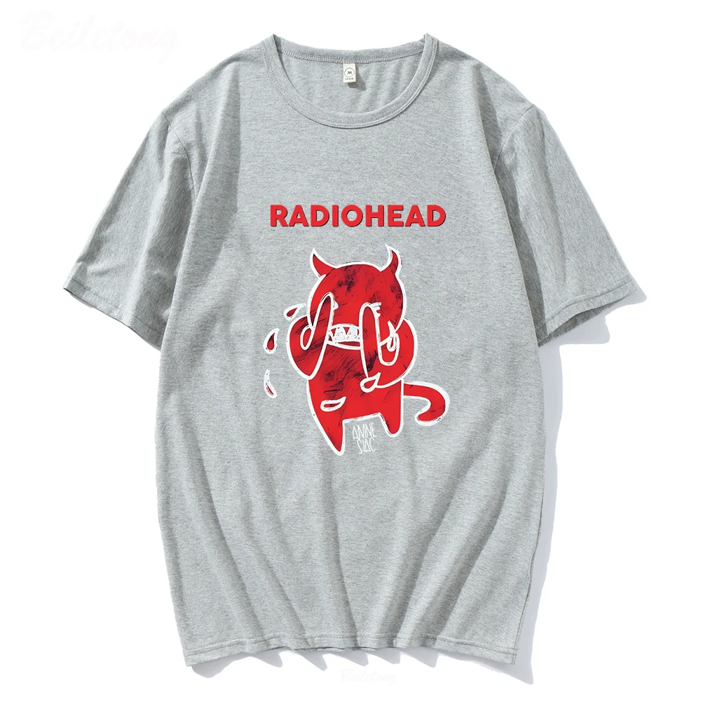 Radiohead  T Shirt Cute Devil Cry Tshirt 100 Cotton Band Rock Funny Music Album Print Loose Album Tops Music Tee Unisex Harajuku