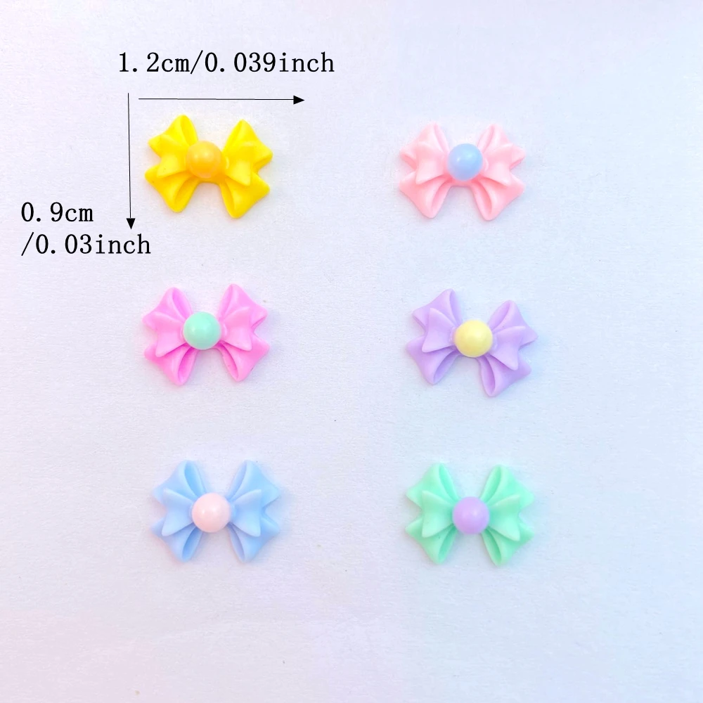 50pcs 3D Resin Nail Cute mini Two-color Bow Nail Parts Accessories Kawaii DIY Nail Art Decoration