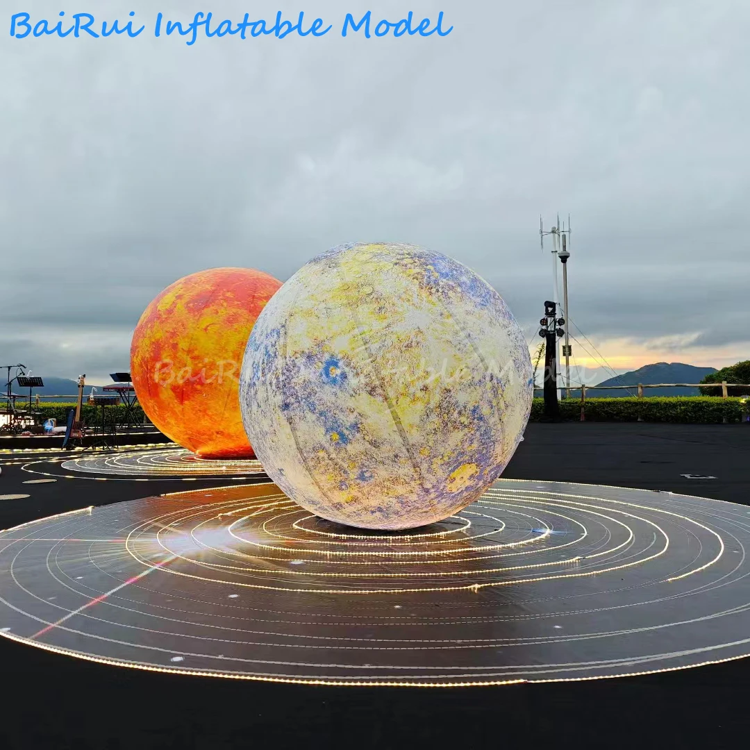 거대한 팽창식 조명 행성 공기 블로우 태양 은하, 백색 LED 조명, 지구 목성, 토성, 금성 이벤트, 무대 장식