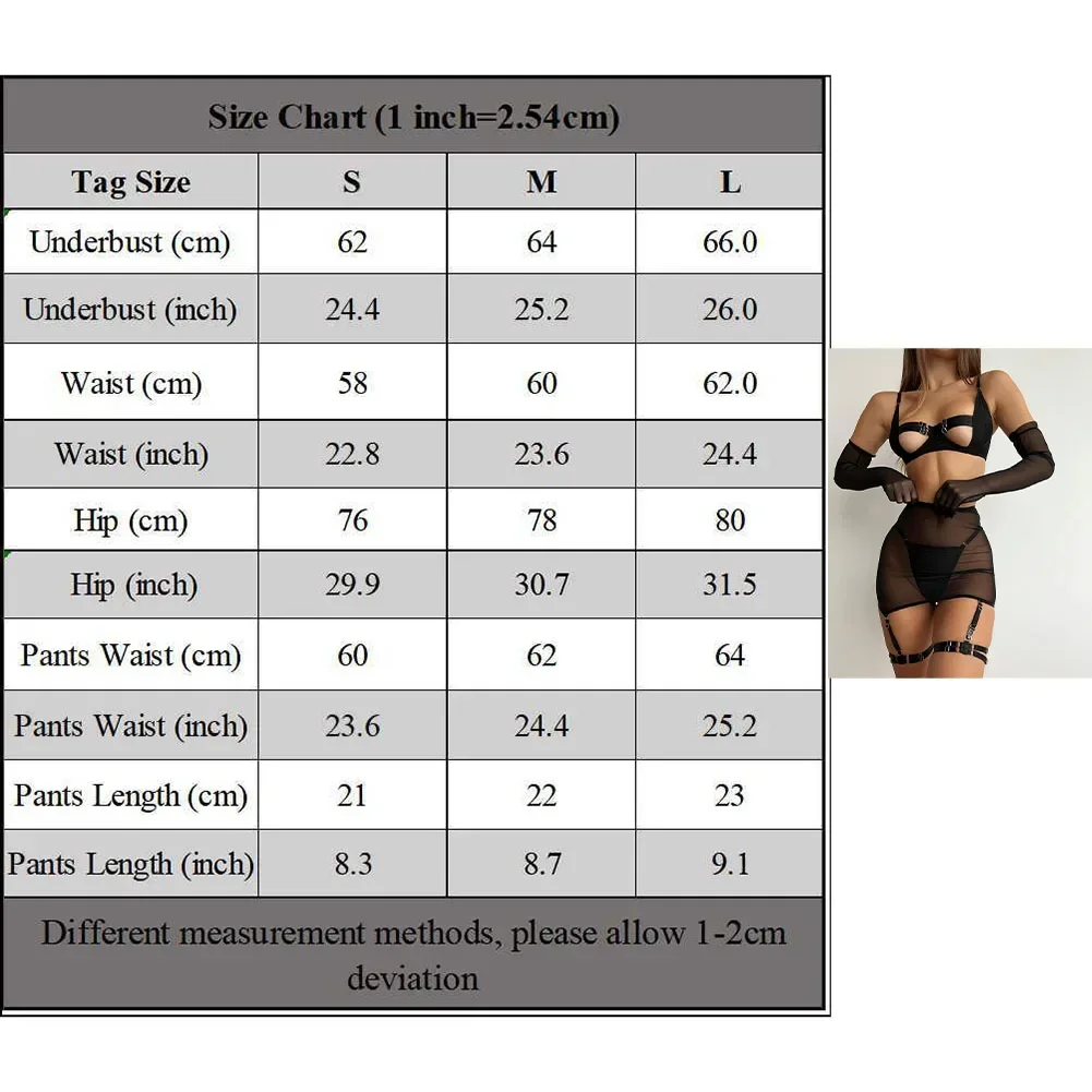 Women Sexy Sheer Stretch Lingerie Cut Out Bra Garter Lace See Through Underwear 4-Piece Exotic Hollow Out Ladies Sets Mesh