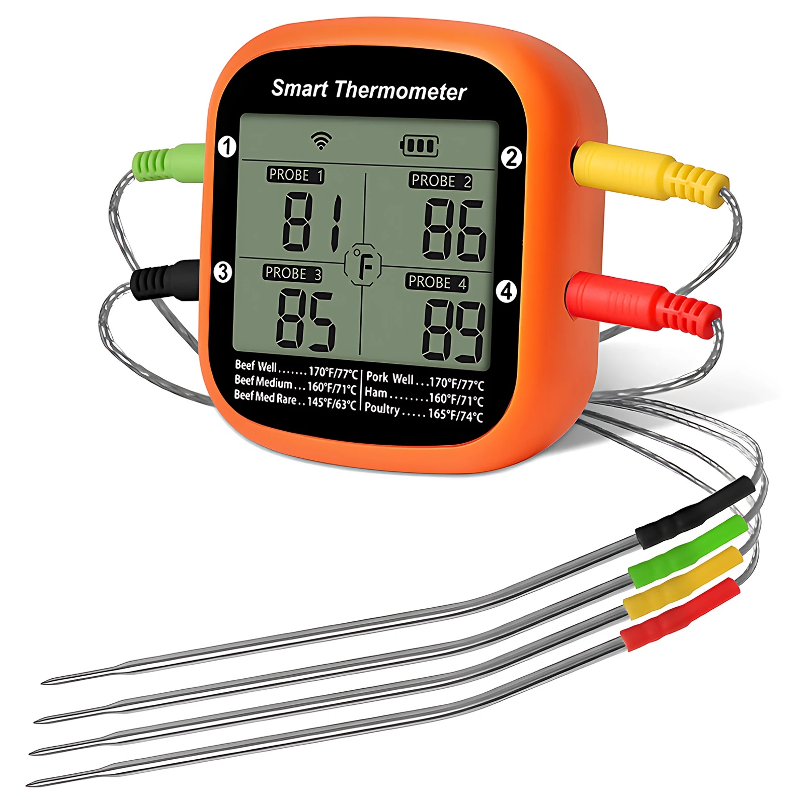 Smart Meat Thermometer Digital Wireless with Dual Probes  Instant Read Food Thermometer APP Control with Timing Alarm