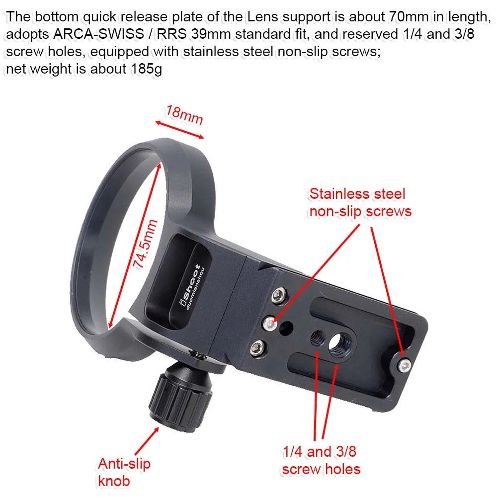 iShoot Lens Collar Tripod Mount Ring for Canon RF 28-70mm f/2L USM, with Arca-Swiss Fit Quick Release Plate Dovetail