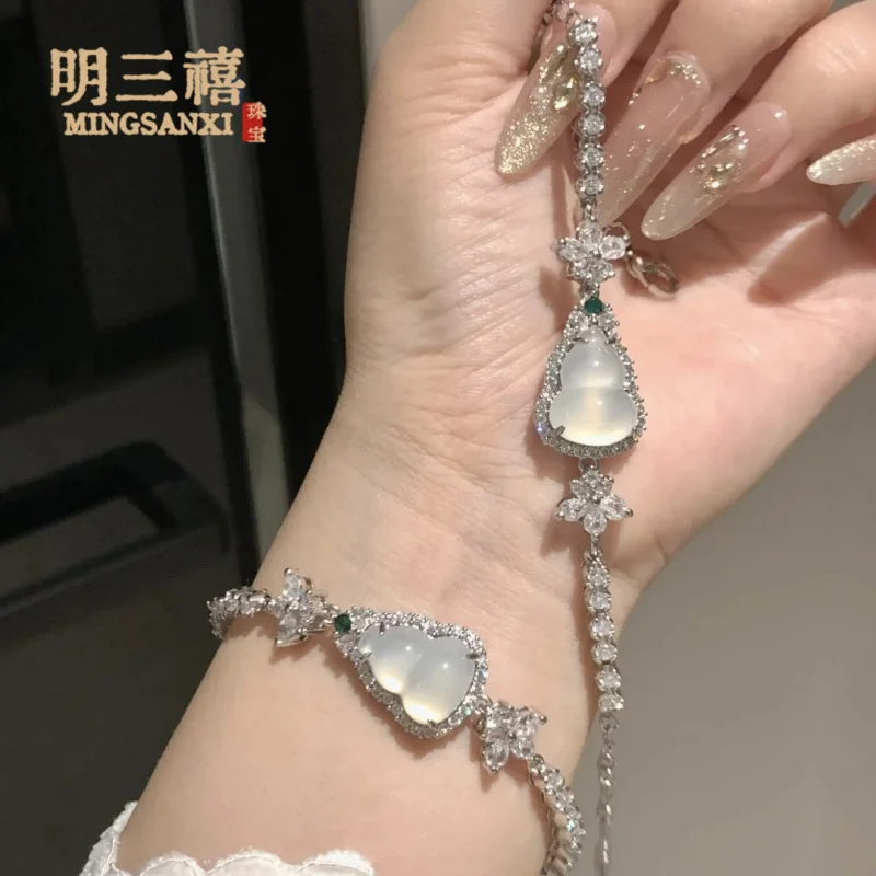 

Браслет из натурального глянцевого императорского зеленого халцедона в форме тыквы, с винтажным оттенком, новинка для женщин.