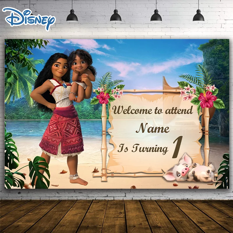 

TB Disney Moana Arch Backdrop for Kids Birthday Party Decoration Photograph Background Baby Shower